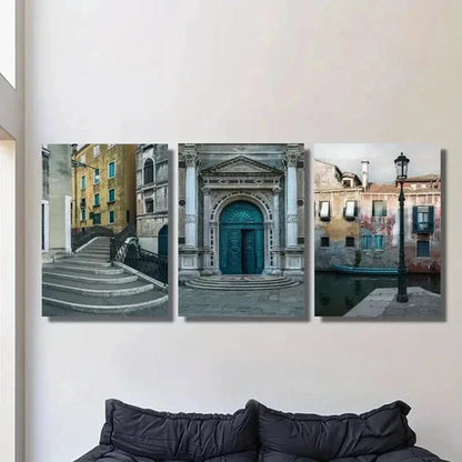 3pcs Band Bridge Grand Canal in Venice Italy Wall Art Canvas Unframed - High Quality Print 100% Australian Made Wall Canvas - Bella Home Decor