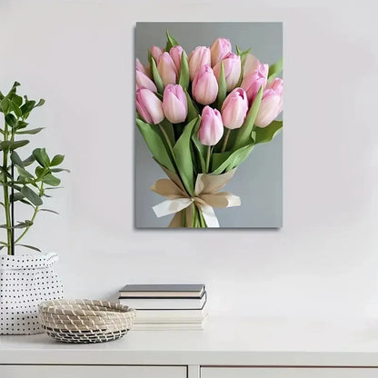 Beautiful Carnation Colorful Pink Rose Painting 40x60cm Metal Print Ready to Hang - Bella Home Decor