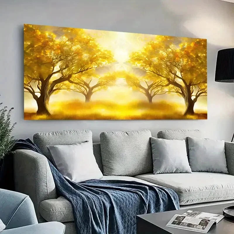 Golden Tree Autumn Forest  wall canvas office home room framed 120x60cm - Bella Home Decor