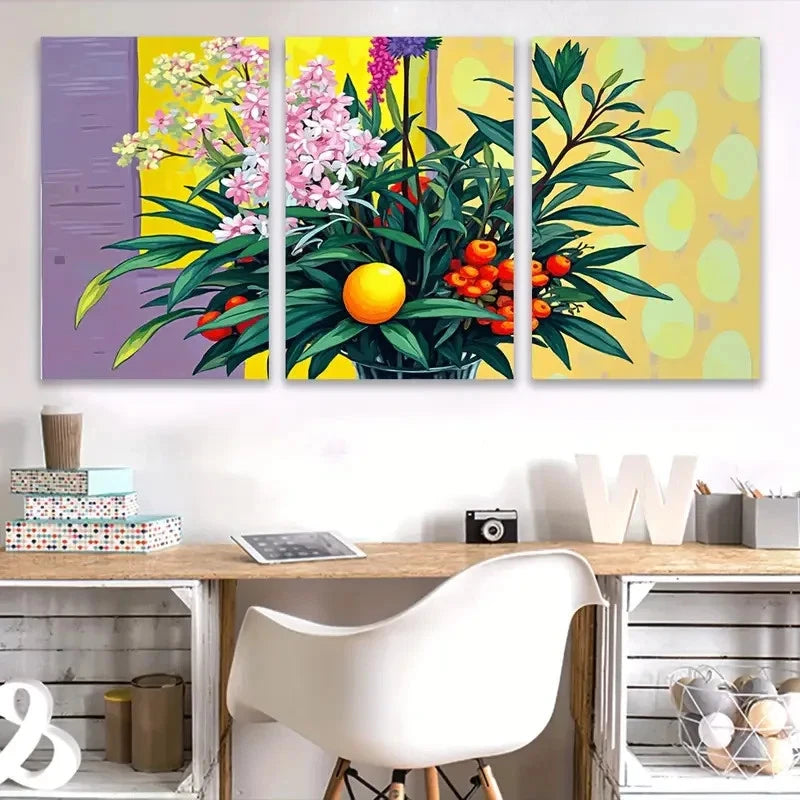 3pcs Stunning Floral Designs Wall Art Set Canvas Framed 40x60cm - High Quality Print 100% Australian Made Wall Canvas Ready to Hang
