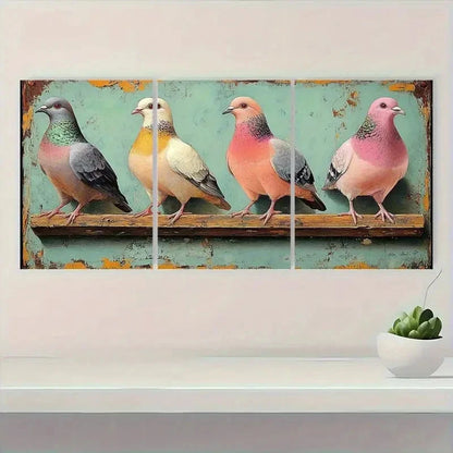 3pcs Pigeon Canvas Art S   Wall Art Set Canvas Framed 40x60cm - High Quality Print 100% Australian Made Wall Canvas Ready to Hang
