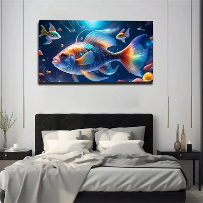 Vibrant Vibrant Lifelike Fish Wall Art Canvas Office Home Room Framed 120x60cm