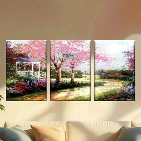 3pcs Vibrant Flower & Tree Scenery Wall Art Canvas Unframed – High Quality Print 100% Australian Made Wall Canvas