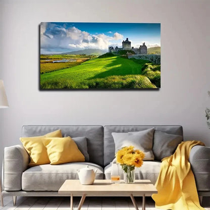 Castle On The Prairie Wall Art Canvas Office Home Room Framed 120x60cm