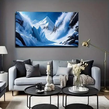 Layered Snowy Mountain Décor Wall Art Canvas Office Home Room Framed 120x60cm