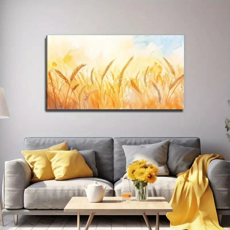 Mature Wheat Field Perfect Wall Art Canvas Office Home Room Framed 120x60cm