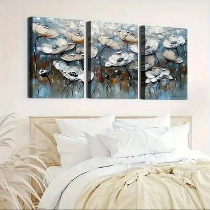 3pcs Flower Painting with Dark Colors Wall Art Set Canvas Unframed - High Quality Print 100% Australian Made Wall Canvas - Bella Home Decor