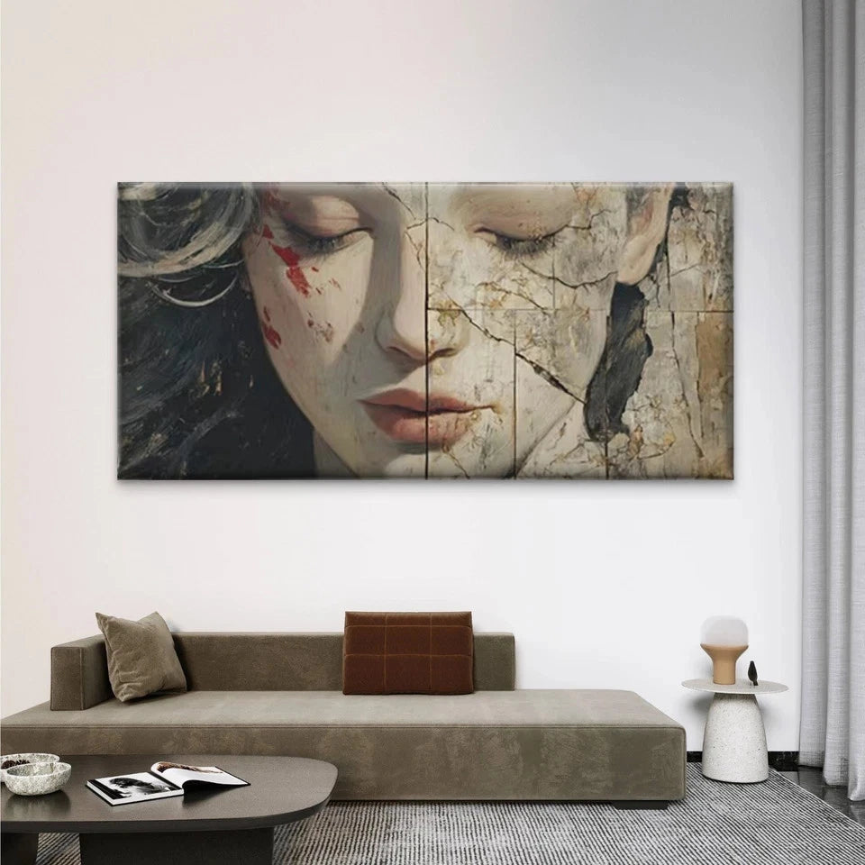 Abstract Female Portrait Wall Art Canvas Office Home Room Framed 120x60cm