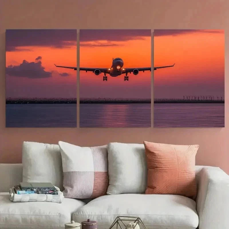 3pcs Dusk Flight The Sea Sunset Soar Prefect  Wall Art Set Canvas Framed 40x60cm - High Quality Print 100% Australian Made Wall Canvas Ready to Hang - Bella Home Decor