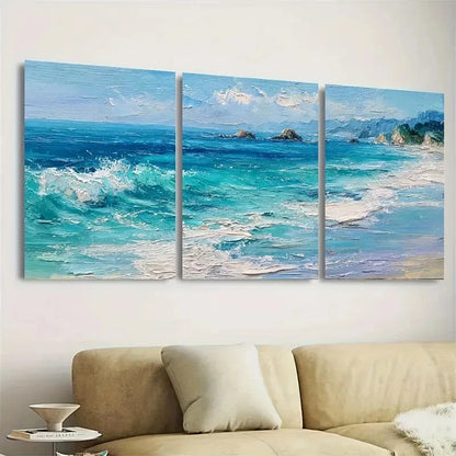 3pcs California Ocean Coastal View Wall Art Set Canvas Framed 50x70cm - High Quality Print 100% Australian Made Wall Canvas Ready to Hang - Bella Home Decor