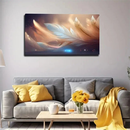 Ethereal Feather Modern Wall Art Canvas Office Home Room Framed 120x60cm