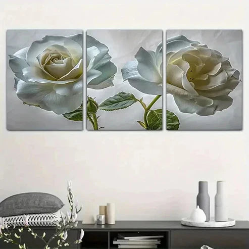 3pcs Exquisite Rose Floral Hanging Pictures Art Set Canvas Unframed - High Quality Print 100% Australian Made Wall Canvas