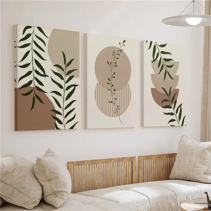 3pcs Modern Style Leaf Gallery Boho Botanical Wall Art Set Canvas Framed 40x60cm - High Quality Print 100% Australian Made Wall Canvas Ready to Hang