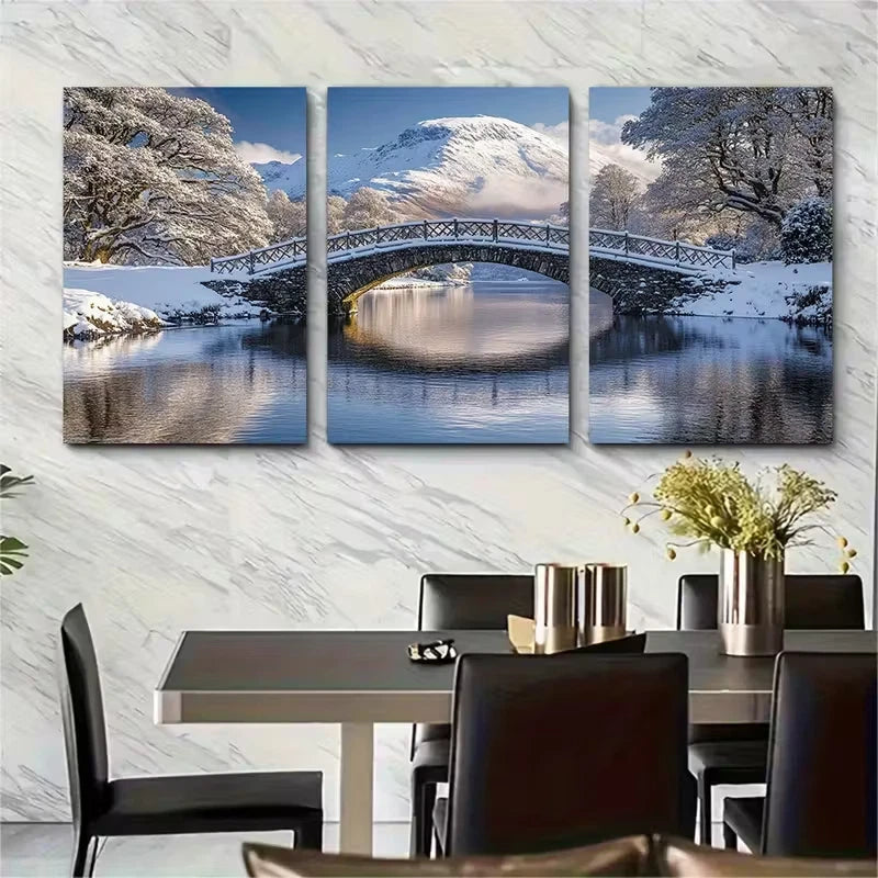 3pcs Ashness Bridge and Snow Capped Skiddaw Metal Print Ready to Hang Art - Bella Home Decor