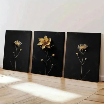 3pcs Nature Inspired Elegant Dried Flower Art Set Canvas Unframed - High Quality Print 100% Australian Made Wall Canvas