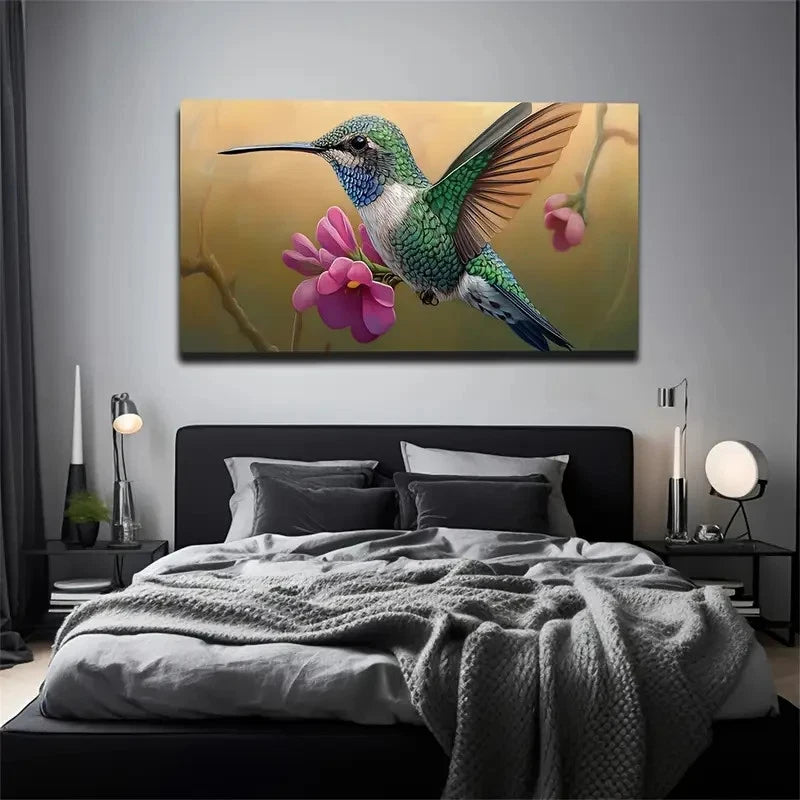Bird Holding Flowers Suitable Wall Art Canvas Office Home Room Framed 120x60cm