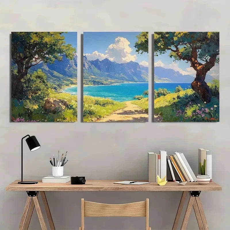 3pcs Extra Hillside Overdo Nature Scene Perfect Wall Art Set Canvas Framed 50x70cm - High Quality Print 100% Australian Made Wall Canvas Ready to Hang