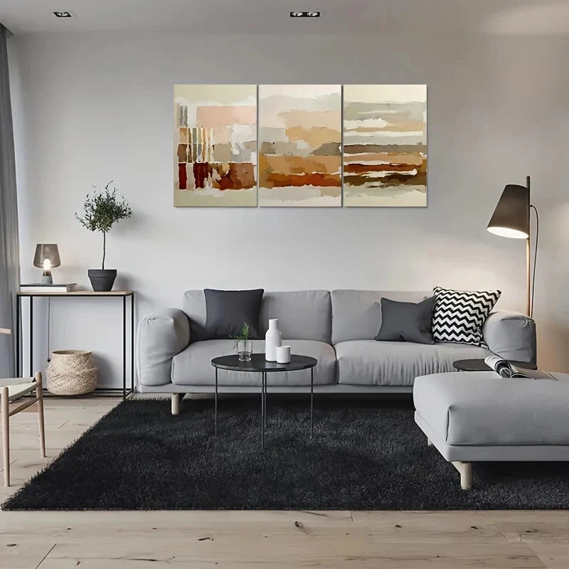 3pcs Abstract Warm Tones Design Metal Print Ready to Hang Art - Bella Home Decor