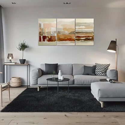 3pcs Abstract Warm Tones Design Metal Print Ready to Hang Art - Bella Home Decor