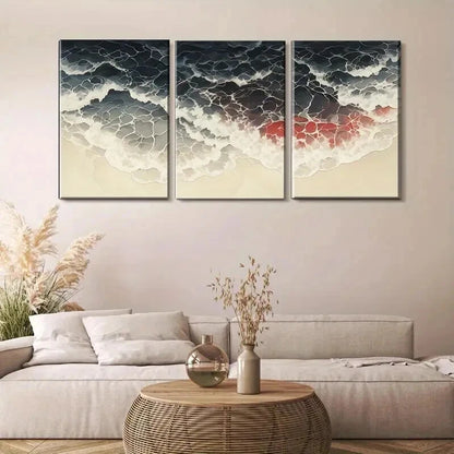 3pcs Abstract Ocean Wave Modern Coastal Perfect Wall Art Set Canvas Framed 60x90cm - High Quality Print 100% Australian Made Wall Canvas Ready to Hang - Bella Home Decor