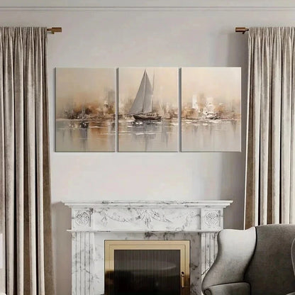 3pcs Tranquil Sailing Ship Seascape Wall Art Set Canvas Framed 50x70cm - High Quality Print 100% Australian Made Wall Canvas Ready to Hang - Bella Home Decor