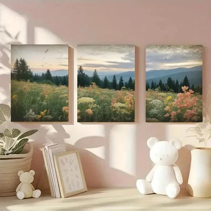 3pcs Serene Wildflower Wall Art Canvas Unframed - High Quality Print 100% Australian Made Wall Canvas
