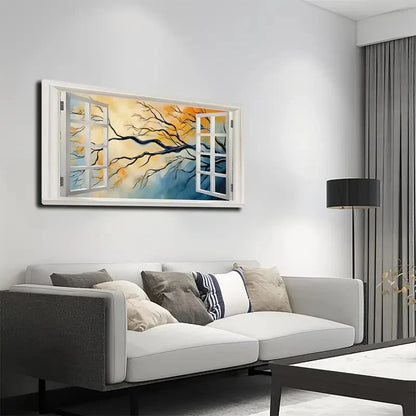 Unique Branch Design Wall Art canvas office home room framed 120x60cm