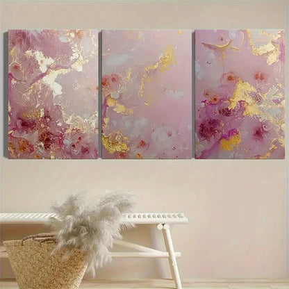 3pcs Abstract Rose Golden Art RGA  Wall Art Canvas Framed 40x60cm - High Quality Print 100% Australian Made Wall Canvas Ready to Hang - Bella Home Decor