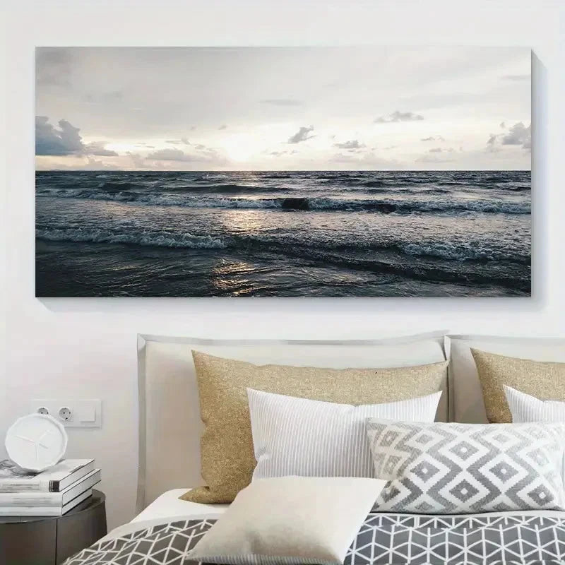 Modern Florida Beach Sunset Wall Art Canvas Office Home Room Framed 120x60cm