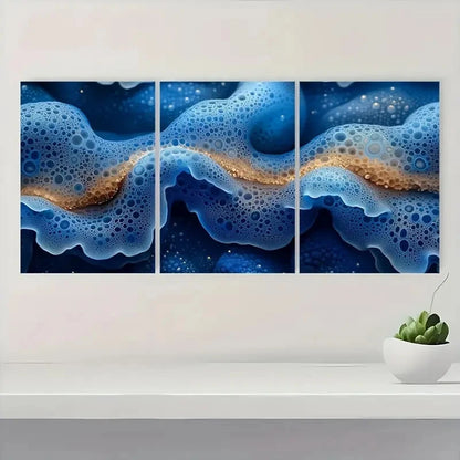 3pcs  Shades of Indigo & Honeycomb TR  Wall Art Set Canvas Framed 60x90cm - High Quality Print 100% Australian Made Wall Canvas Ready to Hang - Bella Home Decor