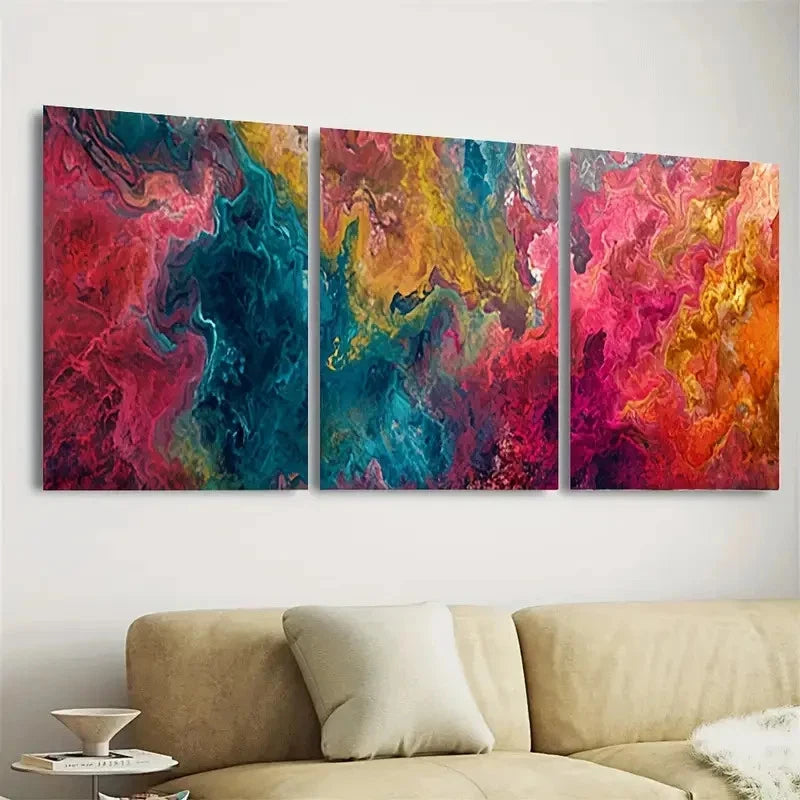 3pcs Colorful, Unique Decor Eye Catching Wall Art Set Canvas Framed 60x90cm - High Quality Print 100% Australian Made Wall Canvas Ready to Hang - Bella Home Decor
