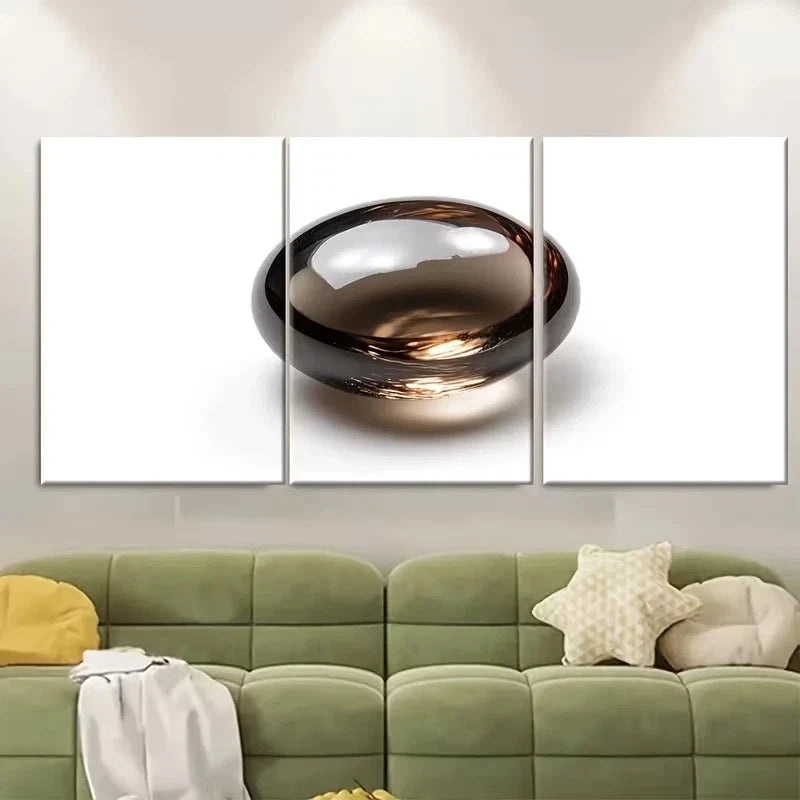 3pcs Minimalist Oval Gemstone like Decor Wall Art Set Canvas Framed 40x60cm – High Quality Print 100% Australian Made Wall Canvas Ready to Hang