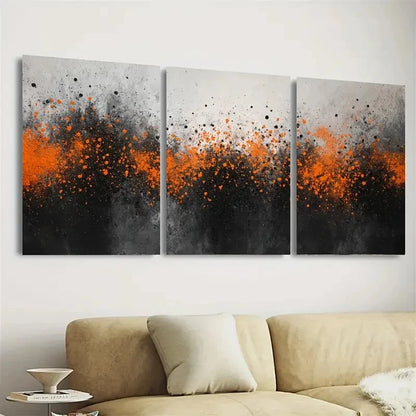 3pcs Gray and Black Gray d Art malist Orange Wall Art Set Canvas Framed 50x70cm - High Quality Print 100% Australian Made Wall Canvas Ready to Hang