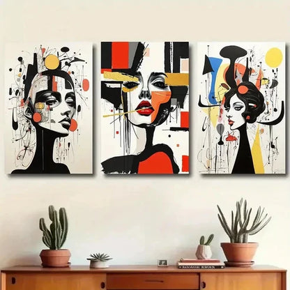 3pcs Bold Geometric Design Wall Art Canvas Unframed - High Quality Print 100% Australian Made Wall Canvas - Bella Home Decor