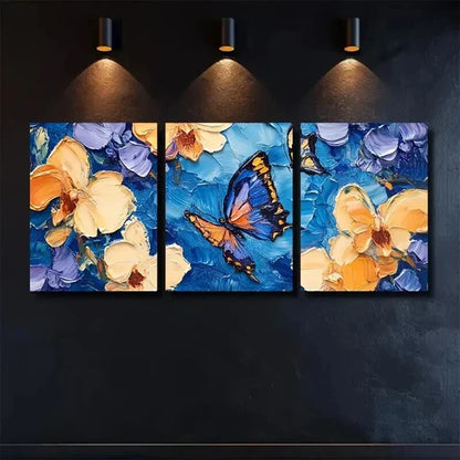 3pcs Vibrant Butterfly and Among Orchid Wall Art Canvas Unframed - High Quality Print 100% Australian Made Wall Canvas - Bella Home Decor