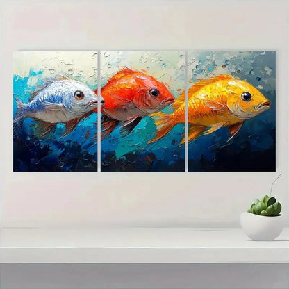 3pcs  Underwater Original Art Ocean OO       Wall Art Set Canvas Framed 60x90cm - High Quality Print 100% Australian Made Wall Canvas Ready to Hang - Bella Home Decor
