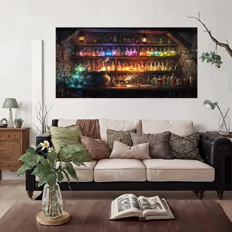 Colorful Potion Bottles Wall Art Canvas Office Home Room Framed 120x60cm