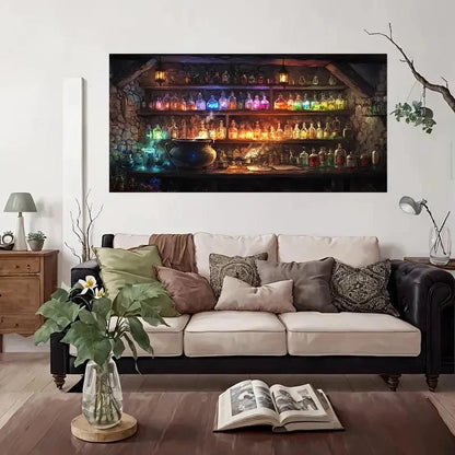 Colorful Potion Bottles Wall Art Canvas Office Home Room Framed 120x60cm