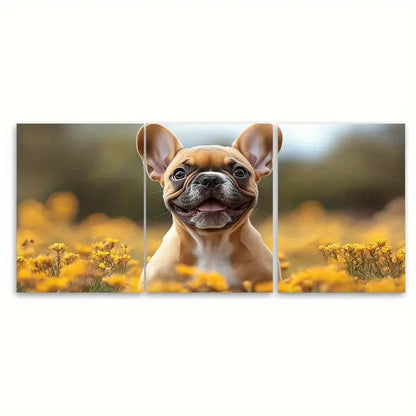 3pcs Adorable French Bulldog Puppy T Y  Wall Art Set Canvas Framed 50x70cm - High Quality Print 100% Australian Made Wall Canvas Ready to Hang - Bella Home Decor