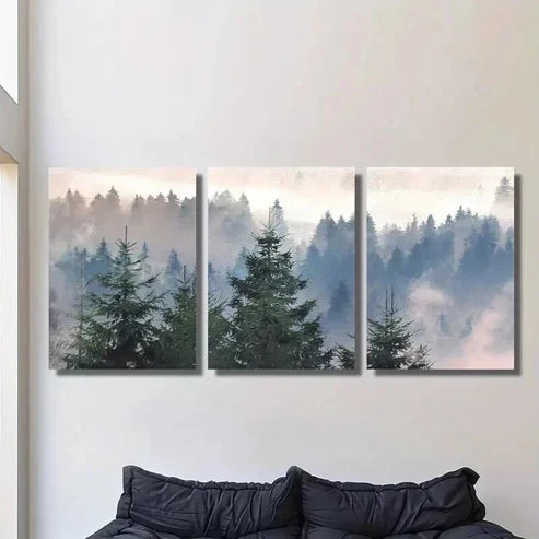 3pcs Misty Mountain & Forest Decoration  Wall  Art Set Canvas Unframed - High Quality Print 100% Australian Made Wall Canvas