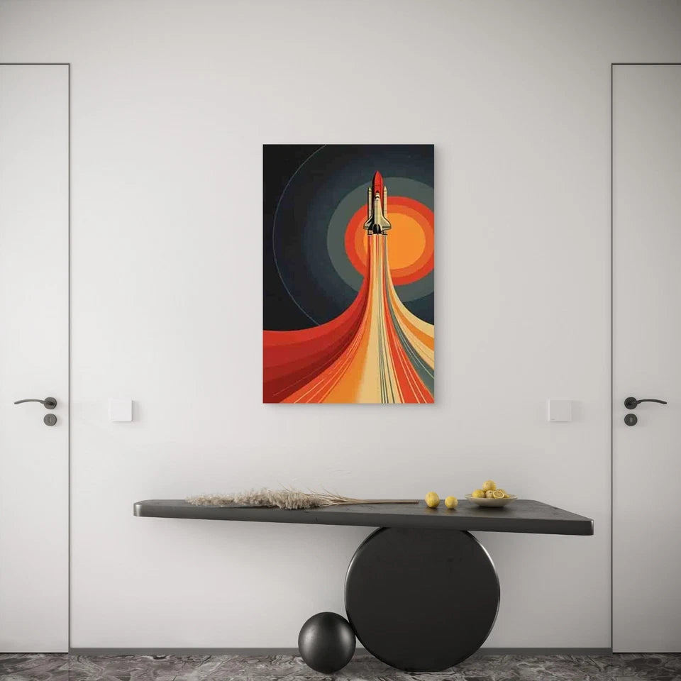 Vintage Space Shuttle Launching Metal Print Ready to Hang
