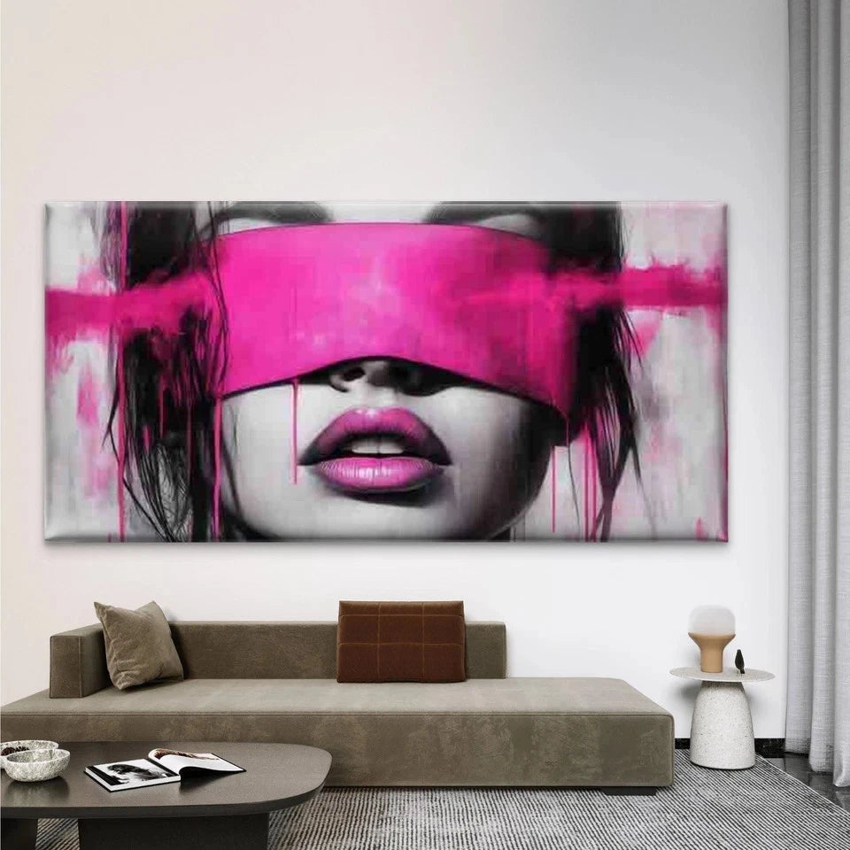 Abstract Art of Pink And Black Wall Art Canvas Office Home Room Framed 120x60cm