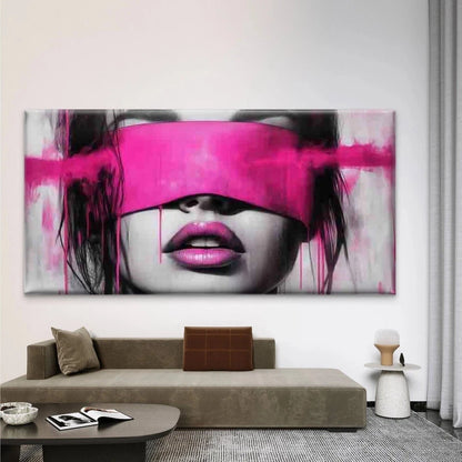 Abstract Art of Pink And Black Wall Art Canvas Office Home Room Framed 120x60cm