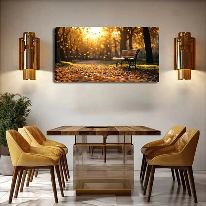 Fallen Leaves & Warm Sunlight Wall Art Canvas Office Home Room Framed 120x60cm - Bella Home Decor