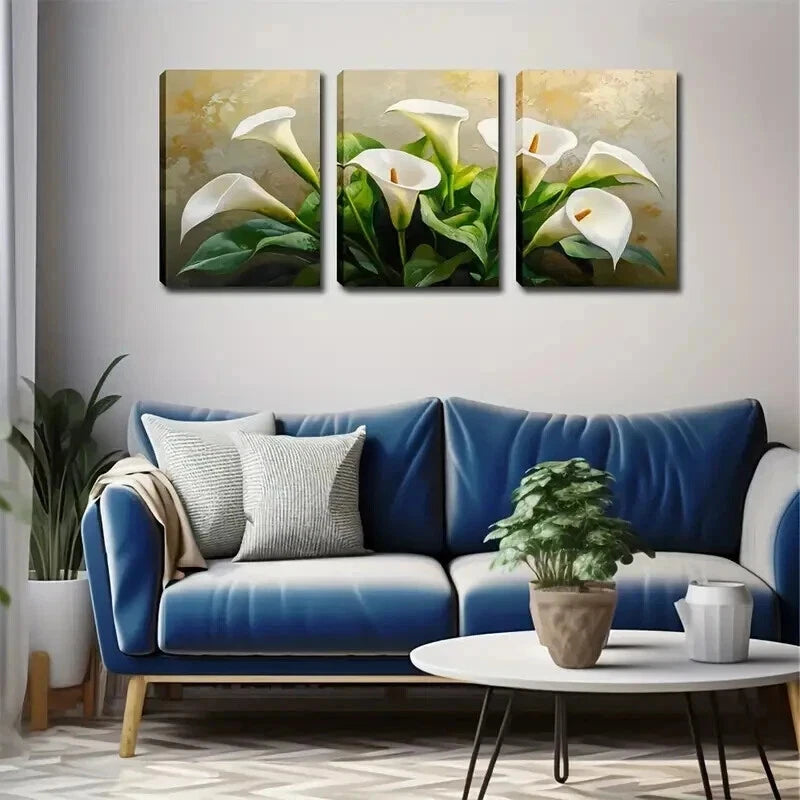 3pcs Water Lily Flower Reflection Beauty Perfect Wall Art Set Canvas Framed 50x70cm - High Quality Print 100% Australian Made Wall Canvas Ready to Hang - Bella Home Decor
