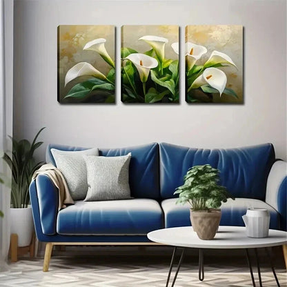 3pcs Water Lily Flower Reflection Beauty Perfect Wall Art Set Canvas Framed 50x70cm - High Quality Print 100% Australian Made Wall Canvas Ready to Hang - Bella Home Decor