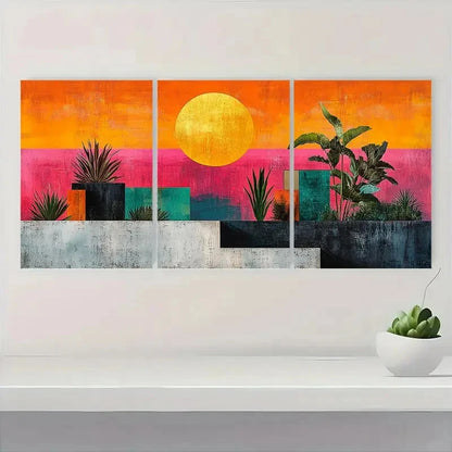 3pcs Vibrant Sunset & Desert Scene VV  Wall Art Set Canvas Framed 60x90cm - High Quality Print 100% Australian Made Wall Canvas Ready to Hang - Bella Home Decor