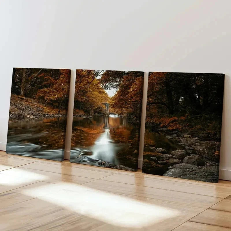 3pcs River and Trees Modern Nature Landscape Wall Art Set Canvas Framed 60x90cm - High Quality Print 100% Australian Made Wall Canvas Ready to Hang