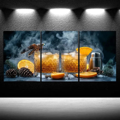 3pcs Pinecone and Orange Juice Wall Art Set Canvas Framed 50x70cm – High Quality Print 100% Australian Made Wall Canvas Ready to Hang - Bella Home Decor
