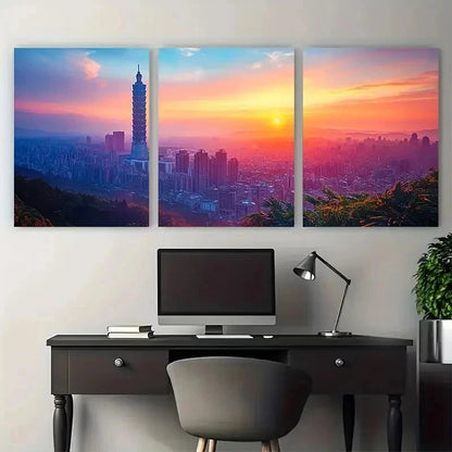 3pcs Taiwanese Travel Botanical Decor Perfect Wall Art Set Canvas Framed 50x70cm - High Quality Print 100% Australian Made Wall Canvas Ready to Hang